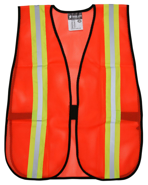 General Purpose Fluorescent Orange Polyester Mesh Vest with Silver Reflective Stripes - Hi-Viz Apparel